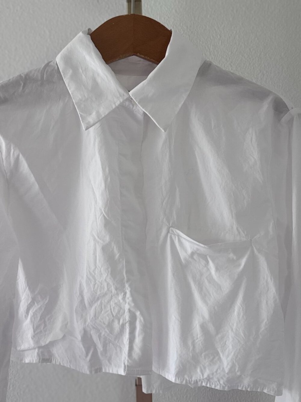 Zara Cropped Button Down Shirt Small White Poplin It Girl Minimalist NWOT - Picture 5 of 12